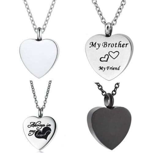 Heart Cremation Ashes Urn Memorial Pendant Necklace Stainless Steel Perfume Bottle Jewelry Keepsake Can Open 50cm