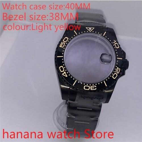 Suitable for NH35 36 Mingzhu2813 Miyata automatic winding 40mm sealed back black box series, with rotating yellow bezel