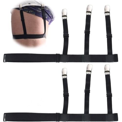 Unisex 2pcs/pair High Elastic Effectively anti-slip Soft Shirt Stays Garters Shirt Holders Crease-Resistance Suspenders