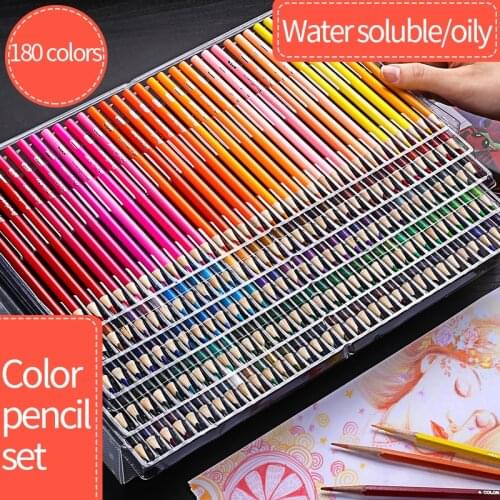 Professional color pencil oily color lead erasable 100/120/180color water-soluble painting set childrens brush art supplies