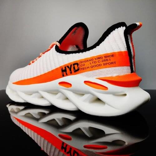 Plus Size Summer Twist Sole Man Sneakers Women Shoes Running Man Sports Shoes Men Sport Shoes Men White Orange Knit Gym GMB-0506