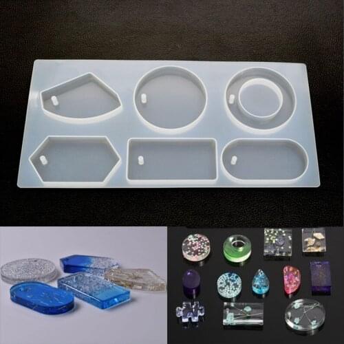 DIY Crystal Epoxy Mold Sweater Pendant Aromatherapy Plaster Pendant with Hole Mirror Geometric Creative Handmade Jewelry Gift