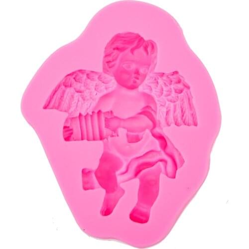 Lovely Angel Boy With Playing Shape 3D Silicone Cake Mold Fondant Cake Tools For Cupcake T0537