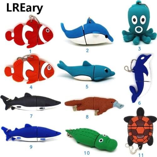 USB Flash Drive Marine Animal dolphin/Clownfish Pen Drive 4GB Cartoon Pendrive shark 8GB 16GB 32GB 64GB Memory Stick platypus