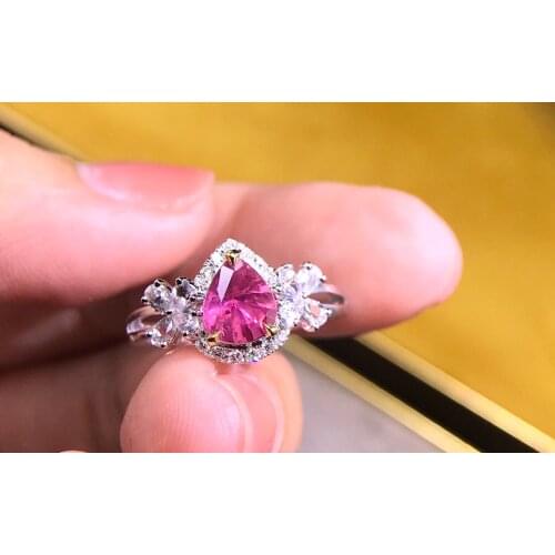XHD430 Solid 18K Gold Nature Pink Sapphire 1.1ct Rings for Women Fine Jewelry Presents the Six-word Admonition