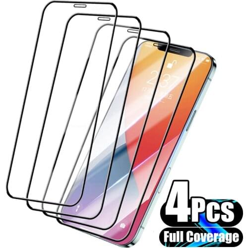 4Pcs Full Cover Protective Glass for IPhone 11 12 Pro Max Screen Protector for IPhone X XS Max XR 12 Mini Glass