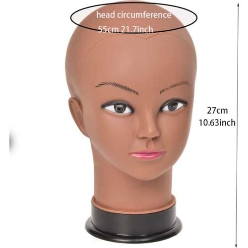 Female Bald Mannequin Head With Stand Cosmetology Practice African Training Manikin Head For Hair Styling Wigs Making