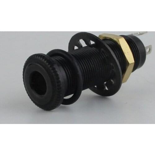 1 Piece Black Stereo Long Threaded Output Jack for Electric Guitar Bass MADE IN KOREA