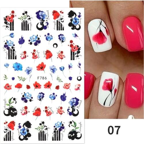 1PC Lines Flower Leaves 3D Nail Foil Stickers Autumn Gold Maple Leaves Transfer Decals Slider Nails Art Decoration DIY Manicures