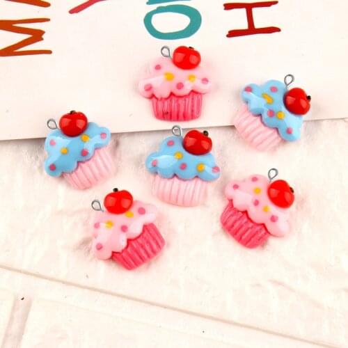 10pcs 18mm Kawaii Resin Fruit Cake ice cream charms Childrens Hair Jewelry Handicraft Material Wholesale Mobile diy Accessories