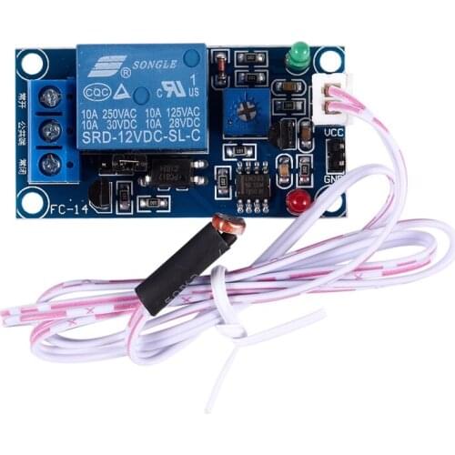 DC 12V Photoelectric Switch Sensor Relay Module 50mmx25mm w 2 Cable