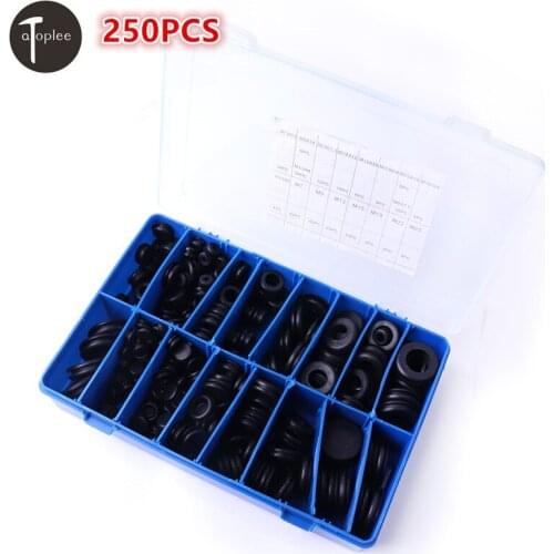 250PCS Rubber Grommet 18 Sizes O-Ring Rubber Seal Firewall Hole Plug Set Electrical Wire Cable Gasket Assortment Garage Set