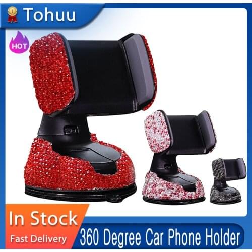 3 In 1 Crystal Rhinestones 360 Degree Car Phone Holder For Car Dashboard Auto Windows And Air Vent Universal For BMW