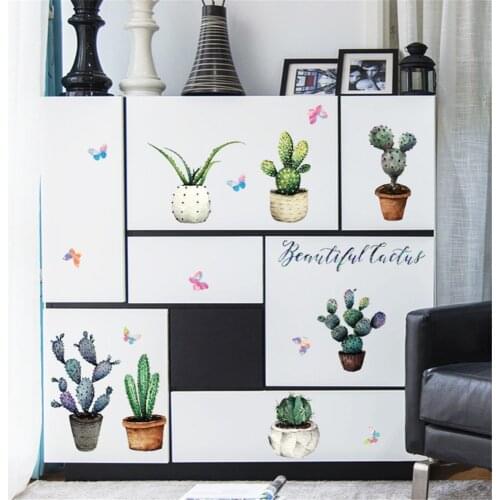 #38 New Plant Pattern Sticker DIY Cactus Removable Wall Decal Family Home Sticker Mural Art Home Decor For Room Wardrobe Closet