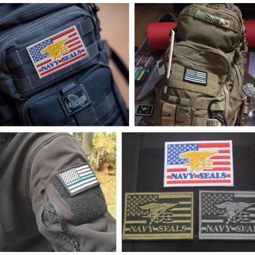 3D Embroidery Sticker Line American Flag Commando Patriotic Badge Military Tactical Matte Stripe or Sewing Any Apparel 1pc