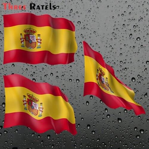 Three Ratels F49 3d Waving Spain National Flag Cool Pvc Stickers For Luggage Laptop Skateboard Motorcycle Bike Bedroom Car