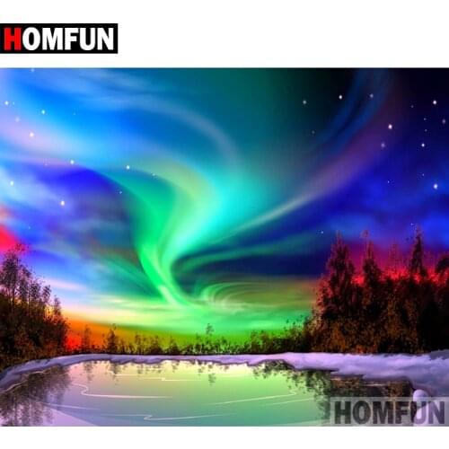HOMFUN Full Square/Round Drill 5D DIY Diamond Painting "Northern Lights" Embroidery Cross Stitch 5D Home Decor Gift A07623