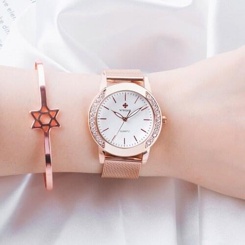 WWOOR Fashion Women Watch Top Brand Luxury Casual Ladies Wristwatch Exquisite Business Stainless Steel Quartz Clock reloj mujer