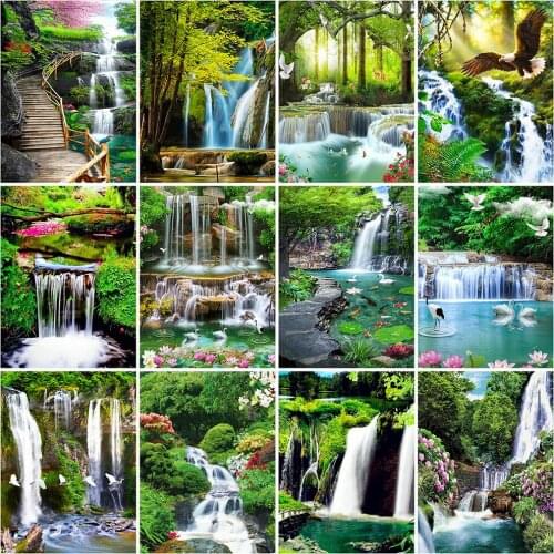 EverShine DIY Diamond Embroidery Waterfall Cross Stitch kits Diamond Painting Landscape Mosaic Tree Picture Rhinestone Wall Art