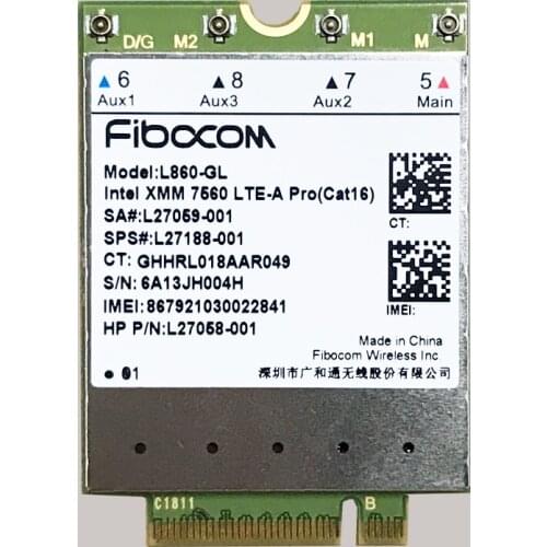 Hot！Fibocom L860-GL 4G LTE Cat16 module Inter XMM7560 LTE WCDMA for HP EliteBook 830 G6 840 G6 850 G6 X360 1040 G6 X360 830 G6