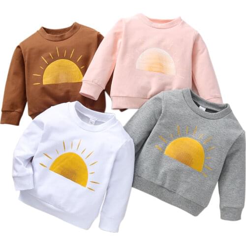 Toddlers Spring Autumn Hoodie Little Boys Girls Creative Sun Printing Long Sleeve Round Collar Tops Casual Clothes