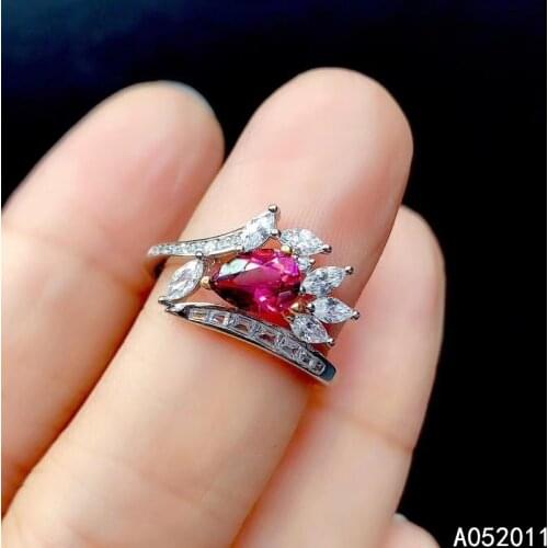 KJJEAXCMY fine jewelry natural garnet 925 sterling silver adjustable popular gemstone women ring support test hot selling