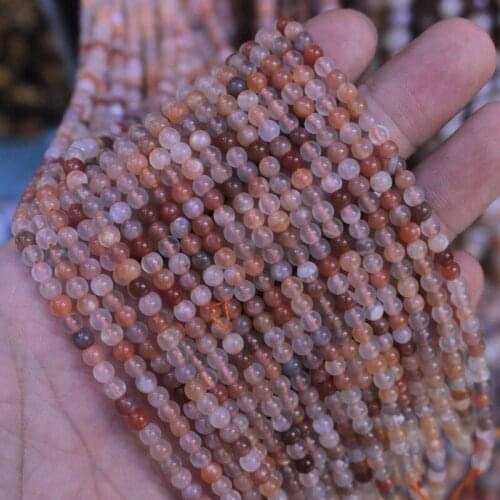 Round mixed sunstone & moonstone GEM beads natural stone beads DIY loose beads for jewelry making strand 15" wholesale