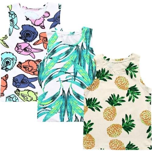 3 Pcs/Lots New Summer Baby Boys Vests T-shirts Vest For Newborn Pineapple Top Outfit Boy Girl Tops Clothes Cotton Tees Playsuits