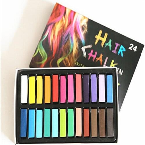 Hot Sale 24 Colors Temporary Hair Chalk Set Soft Hair Crayons Chalk Pastel Painting Professional Blue Hair Dye Coloured Hair Dye