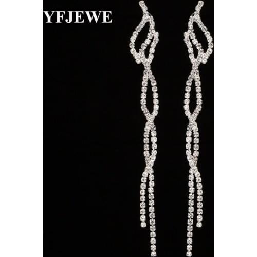 YFJEWE Trendy Crystal Long Dangle Earrings for Women Fashion Elegant Bridal Wedding Gift Jewelry Ladys Brincos Wholesale E437