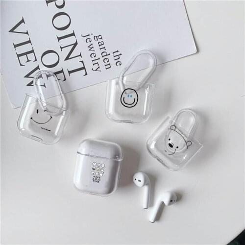 LAUGH LIFE Soft Earphone Case For Apple Airpods Cover Cute Smile Transparent Clear Luxury Earphone Case For Airpods 1/2 Cases