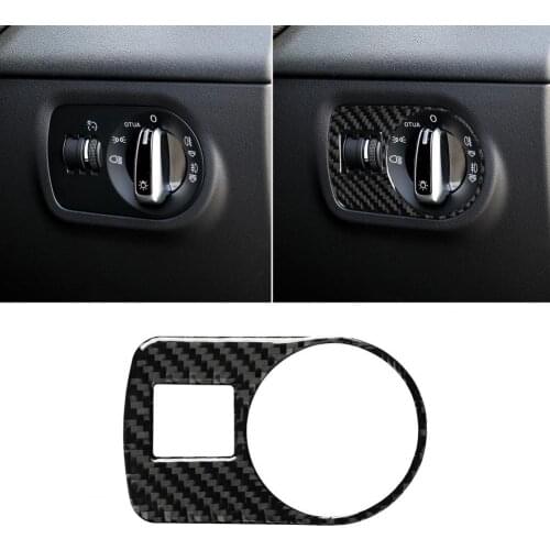 Carbon Fiber Headlight Switch Trim Anti-scratch Headlight Button Frame Cover for Audi TT 8N 8J MK123 TTRS 08-14 Right Drive