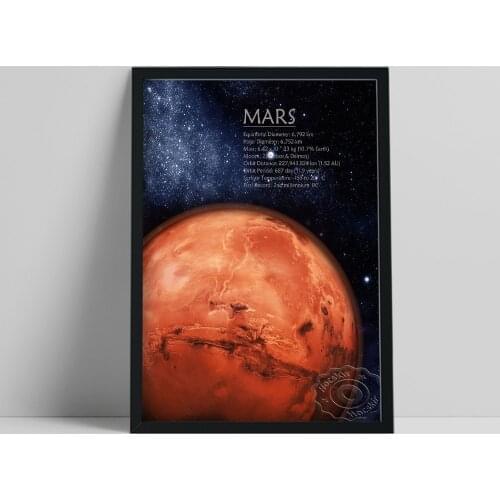 Desert Planet Mars Wall Painting, Mysterious Solar System Poster, Astronomy Milky Way Science Prints, Scandinavian Mars Decor