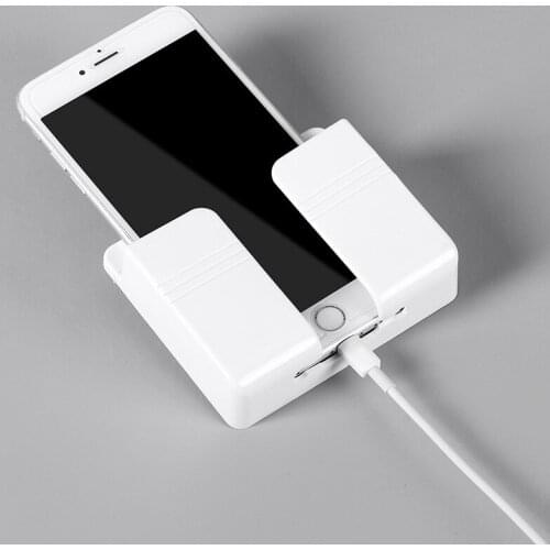 Wall Mounted Organizer Storage Box Remote Control Mounted Mobile Phone Plug Wall Holder Charging Multifunction Holder Stand