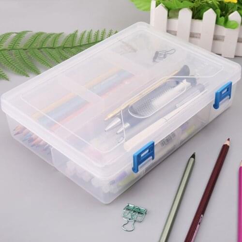 2021 New Double Layer Pencil Case Transparent Plastic Pen Storage Box Stationery School Office Supplies Kids Gift