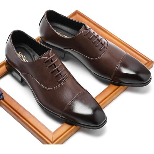 Yomior New Big Size Vintage Japanese Casual Men Shoes Formal Dress Leather Loafers Business Wedding Oxfords Pointed Toe Wedge