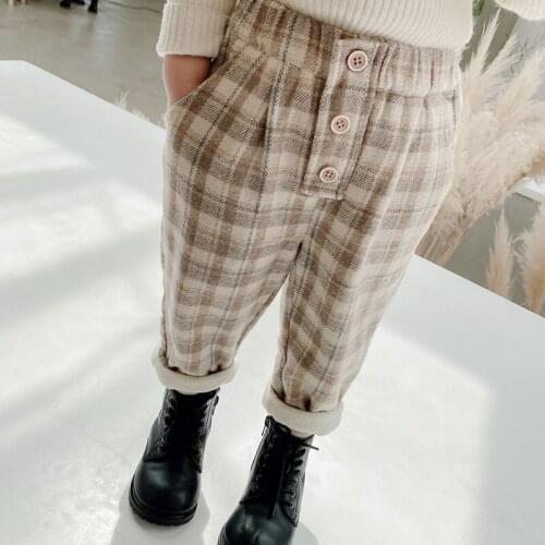 New Plush Button-down Leggings Girls Wide-legged Pants Winter Pants for Kids Todler Girl Fall Wear 2020 Kids Wear