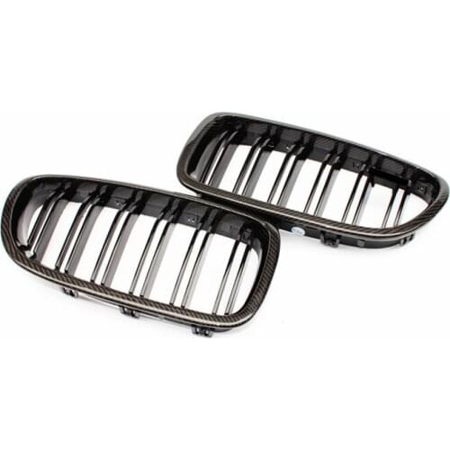 A Pair F10 M5 2010-2017 Carbon FIber M Color + Black Dual Line Car Styling Grill for 5 Series F10 F11 F18 M5 Front Grills