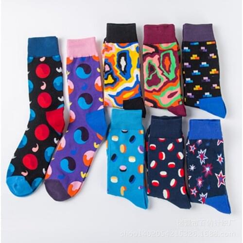 Peonfly Happy Mens Socks 8 Colors Crew Cotton British Style Pattern Harajuku Designer Brand Fashion Novelty Art Funny