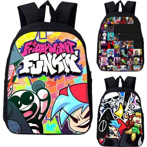 12/16 Inch Hot Game Bags 3D Print Anime Friday Night Funkin Backpack Children Cartoon Schoolbags Teenagers Primary School Bag