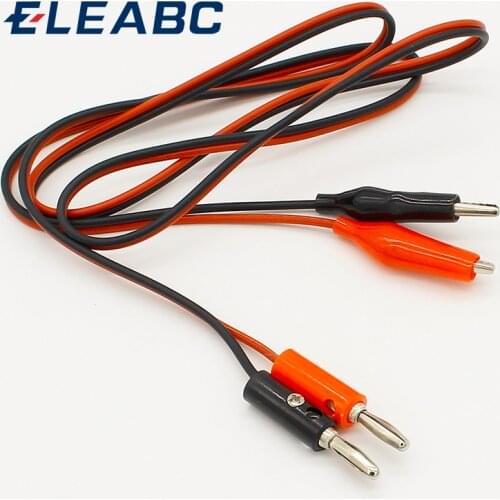 4mm Injection Banana Plug To Shrouded Copper Electrical Clamp Alligator Clip Test Cable Leads 1M For Testing Probe