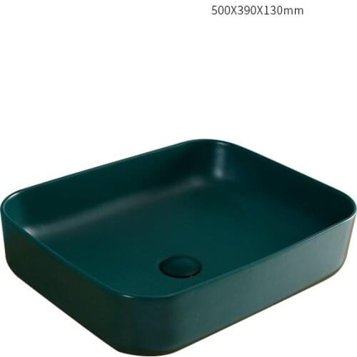 Nordic Matte Green Bathroom Washbasin Rectangle Above counter Basin Art Basin ceramic bathroom washbasin