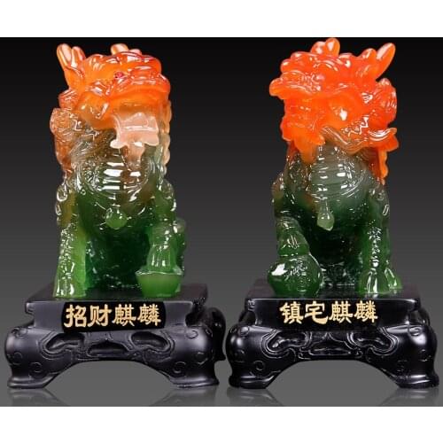 Resin Auspicious Fat God Beast Feng Shui Kirin Statue Home Desktop Office Wine Cabinet Art Delicate Decoration Christmas Gift