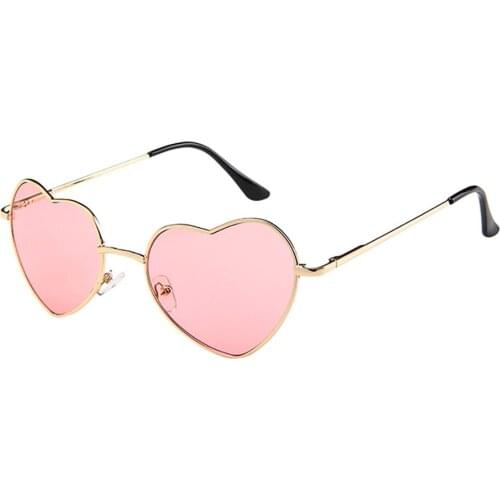 Heart Shaped Sunglasses Thin Metal Frame Sunglasses Transparent Candy Color Glasses Chic Eyewear Gift For Women Girl lunettes