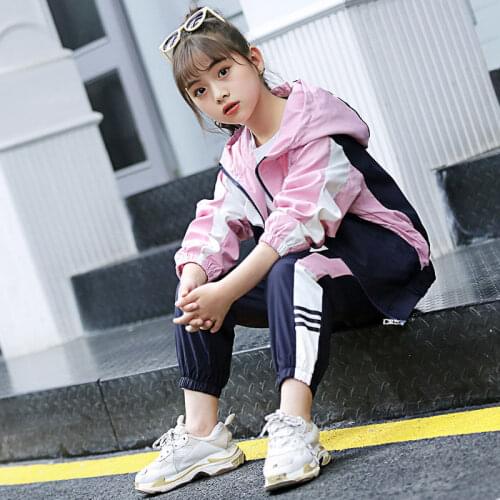 Girl Childrens Active Clothing Set 2021 New Spring Fall Tracksuit Fashion Sports Leisure Two-piece Suit Toddler Kids Clothes