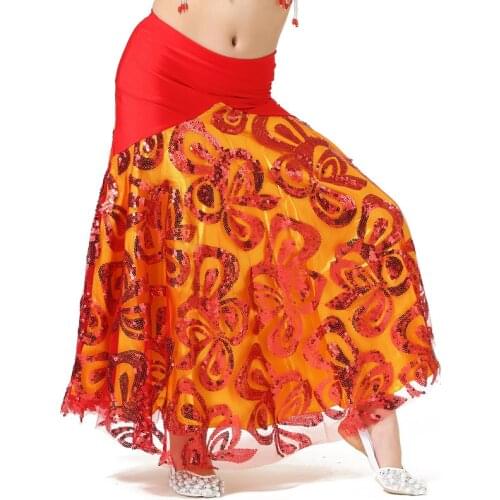 Performance kids Belly Dancing Clothes Flare Long Maxi Skirts Girls Chiffon Skirt Professional Belly Dance Skirt for Children