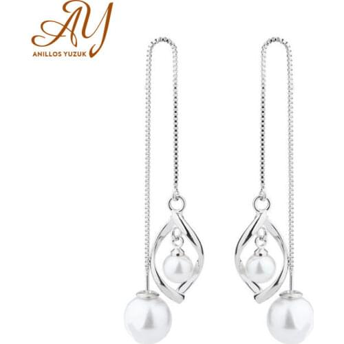 Anillos Yuzuk 925 Sterling Silver Genuine Natural Freshwater Pearl Drop Earrings Pearl Earrings Jewelry For Wemon Wedding Gift