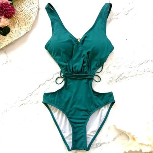 Hollow Out One Piece Swimsuit 2019 Swimwear Women Push Up Monokini Solid Bodysuit Set Sexy Beach Wear Maillot de Bain Femme