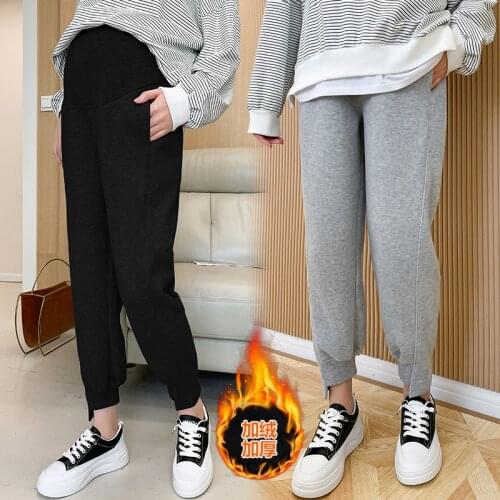 Winter Maternity Leggings Thick Adjustable Waist Velvet Line Pregnant Women Pregnancy Clothes Pants Ropa Mujer Maternal