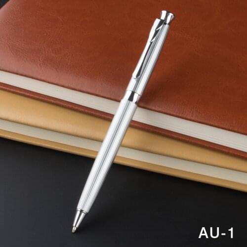 1pcs/lot Rotating metal ballpoint pen stainless steel ball pen steel bar oil pen commercial stationery pen